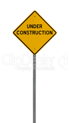 road construction - Yellow road warning sign