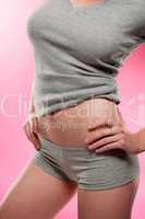 Weight loss perfect female body on pink