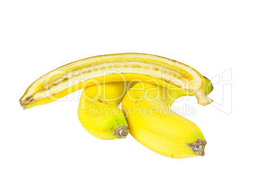 Two and a half bananas isolated on the white