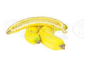 Two and a half bananas isolated on the white