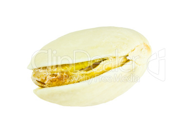 One cracked pistachio isolated on a white background