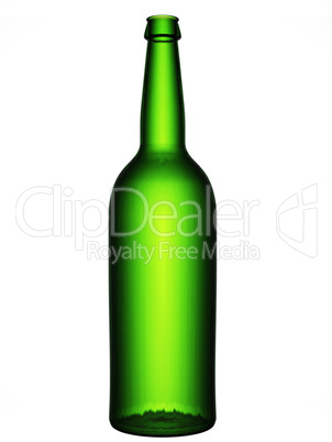 green bottle of beer on white background