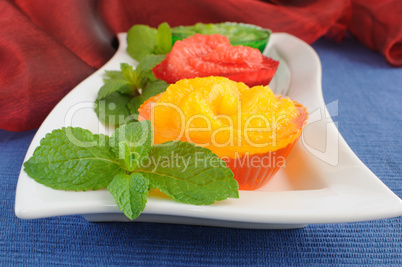 Dessert of oranges in jelly