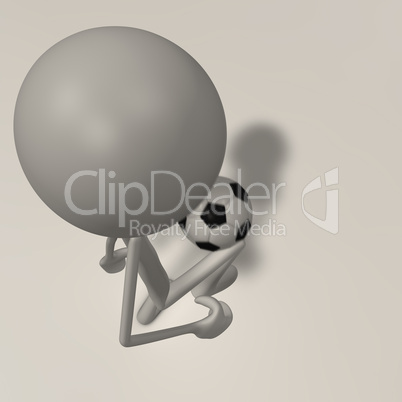 a figure is juggling a football - top view
