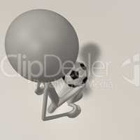 a figure is juggling a football - top view