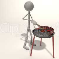 figure has a barbecue