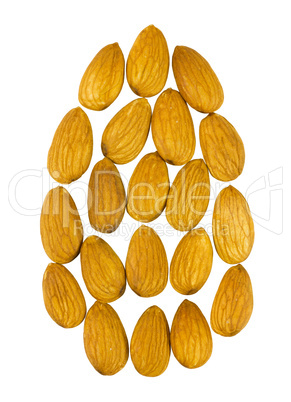 Macro pattern from almond nuts isolated on white