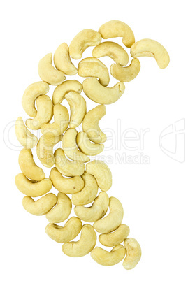 Cashew nuts isolated on white