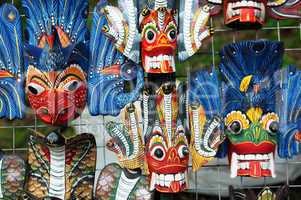 Colored wooden masks