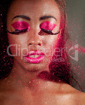 Woman In Creative Makeup And Glitter