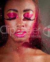 Woman In Creative Makeup And Glitter
