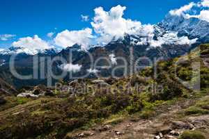 Ama Dablam and Thamserku peaks: Himalaya landscape