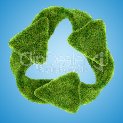 Ecology: green grass recycling symbol