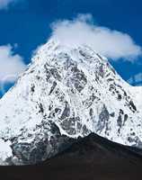 Pumo ri and Kala Patthar mountains in Himalayas