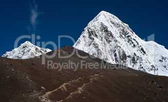 Pumo ri Kala Patthar summit in Himalayas