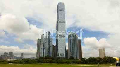 Hong Kong skyscrapers exterior - tilt down