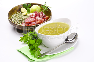 pea soup and ingredients