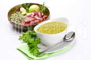 pea soup and ingredients