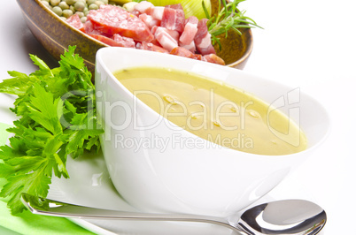 pea soup and ingredients