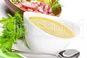 pea soup and ingredients