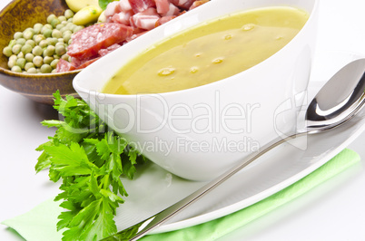 pea soup and ingredients