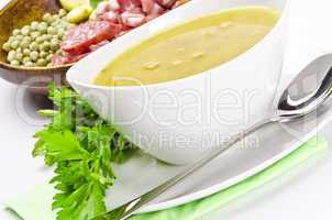 pea soup and ingredients