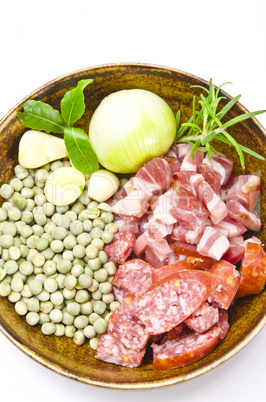 pea soup and ingredients