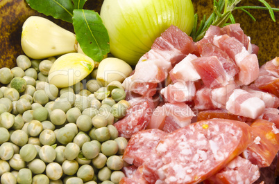 pea soup and ingredients