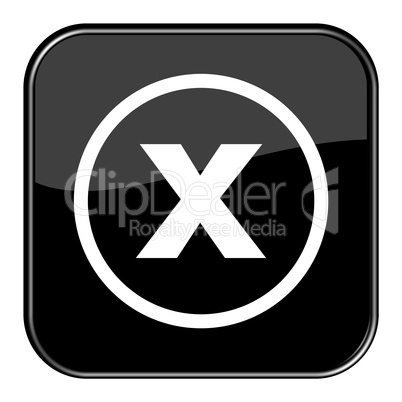 Glossy Button schwarz - X