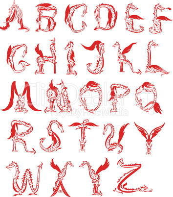 dragon alphabet, fantasy dragon font