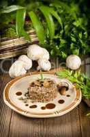Buckwheats with nut cream and mushrooms