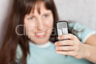 Mobile phone in woman hand