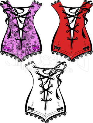 set of beautiful retro clothes illustration - corsets