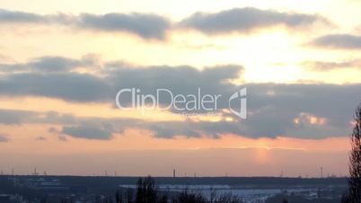 Sunset with clouds, evening (Time Lapse)