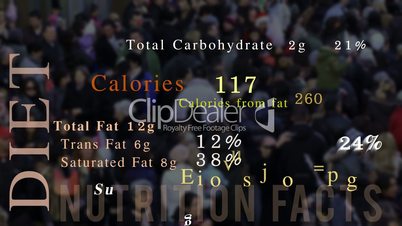 Nutrition facts, people in background