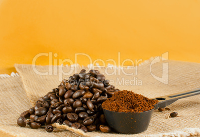 Heap of the roasted coffee beans