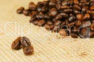 Heap of the roasted coffee beans