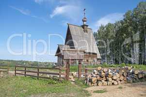 wooden church on the levitan's mount. ples, russia