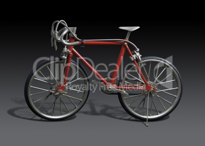 model of a red framed bicycle
