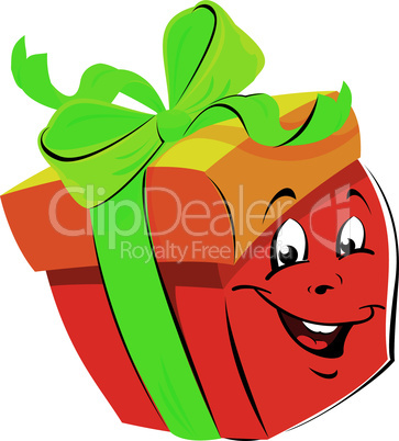 Gift Box cartoon with funny face