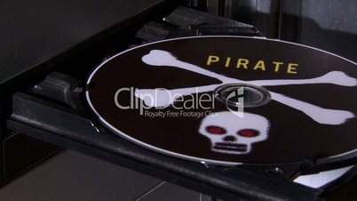 Pirated disc in player, in and out
