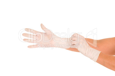 hands with latex gloves