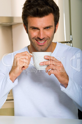 man drinking coffee