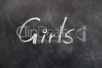 Girls - word written in white chalk