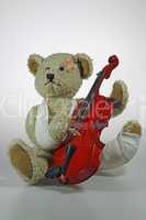 Verletzter Teddy mit Geige