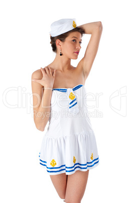 Young beautiful sailor woman