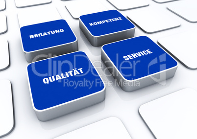 Quader Konzept Blau - Beratung Kompetenz Qualität Service 1