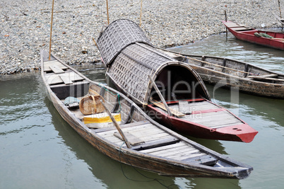 Boats at river bank