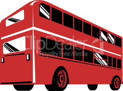 bus double decker worm view rear retro