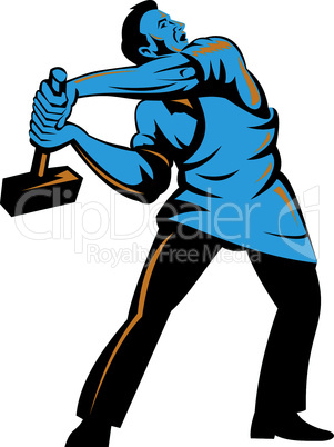 worker with hammer full retro